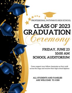 Class of 2023 Graduation, June 23 at 10:00AM